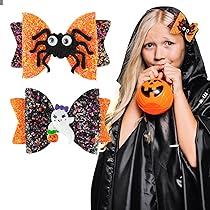 6 Pinces à Cheveux Araignées Halloween - Couleurs Jaune, Violet, Noir - Accessoires Effrayants Pour Déguisement, Cosplay