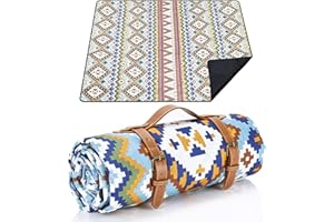 LIYUABU Picknickdecke 200 x 200cm,Boho Picknickdecke Wasserdicht,Tragbare Waschbar Extra Große Stranddecke Sandfreie,Campingdecke Isoliert mit Tragegriff,Perfekt für Picknick,Outdoor,Camping,Beach,Park