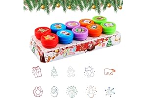 FMKLDENA 10 Pezzi Timbri Bambini, Timbri di Natale, Giocattolo Timbro di Natale, Timbri Natalizi Bambini, Timbrino Bambini, per Bambini Fai da Te Artigianato Natale Regalo (B)
