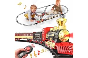 Hot Bee Télécommandé Train de Noël pour Sapin – Train Électrique avec Vapeur, Lumières LED, Son – Train de Noel Electrique pour Sapin,Télécommande, Cadeau Noël pour Enfants et Adultes