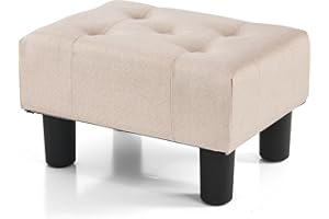BRIAN & DANY Small Footstool Ottoman, Linen Foot Stool Ottoman with Legs, Sofa Footrest Extra Seating for Living Room Entryway Office,Beige