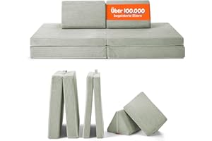 ‎FUNZY Funzy Spielsofa für Kinder - Das Original für kreatives Spielen, Modulare Spielcouch, Waschbarer Bezug, Robust und Langlebig, TÜV und Oeko-TEX 100 Zertifiziert mit 3 Jahren Garantie, Salbei Grün
