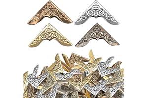 KMZ 80 PCS Metal Book Corner Protectors Vintage Iron Guard Cover Book Scrapbooking Corner Protector 4 Color Album Notebook Folder Corner Decorative Frame Angle Protector Covers