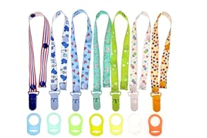 JZK 7 x Multicolor Silicone Baby Dummy Clip Ring for Boys + 7 x Pacifier Clip Dummy Holder Straps for Boys, Suitable for Baby mam soothers