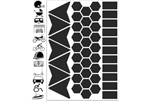 Biomar Labs® 45pcs x PVC Adesivi Rifrangenti Reflective Segnaletici Riflettenti per Sicurezza Notturna, Nero per Casco Passeggino Carovana Garage Bicicletta Scooter Motocicletta Recinto la Barca D 47