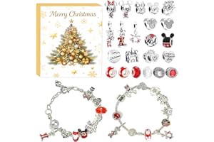 BYHSOEP Calendario Adviento Joyas Ratón Mini 2025 con 24 Sorpresas Animales Pulsera para DIY Colgantes Regalos Creativos para Niñas