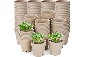 GOTVUGE 50pcs 8cm Seed Starter Pots for Seedlings, Peat-Free Biodegradable Small Nursery Pots for Plants