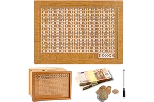 May Huang Tirelire en Bois,Tirelire Magique Japonaise,Tirelires Economie,Tirelires avec Objectif D'économie,Tirelire rétro,Numérique Tirelire pour Aider Les Enfants à Commencer à Economiser (5000€)