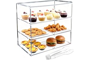 Cityjoy Bakery Display Case, 3-Tier Pastry Cake Display Case, 19.5"x 14.9"x 10.3" Commercial Countertop Display Cabinet Box for Bread Dessert Food Cookie Baking
