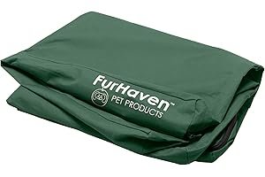 FurHaven Replacement Dog Bed Cover Water-Resistant Indoor/Outdoor Logo Print Oxford Polycanvas Mattress, Washable - Forest, Large