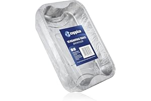 Coppice Strong Aluminium Foil Trays for Baking, BBQ, Roasting, Grilling, & Food Storage | 29cm x 19cm x 5cm | Freezer, Microwave & Oven Safe (10 Trays)