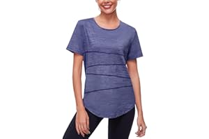 Terecey Camisetas Deporte Manga Corta Mujer Camiseta Tecnica para Mujer Suelta Camiseta Fitness Mujer y Cuello Redondo Camiseta Deportiva de Secado Rápido para Yoga Pilates S-XXL