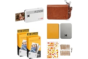 KODAK Mini 2 Retro Navidad Regalos 4Pass Impresora de Fotos Portátil (5,3x8,6cm) + Pack de Regalo con 38 Hojas (8 Hojas Iniciales + 30 Hojas), Blanco