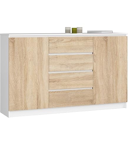 Armoire Enfant AKORD Commode K100 Avec 3 Tiroirs, Armoire Avec 2 Portes Et 6 étagères, Pour Le Salon, La Chambre à Coucher, Moderne, Panneau Laminé De 16 Mm, L 101 X H 98 X Meuble Chambre