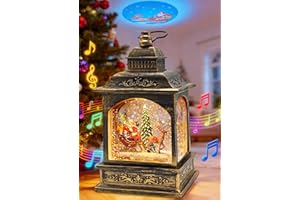 ‎YYKY weihnachtsschneekugel wasserlaterne Weihnachten mit Musik & [Exklusive Weihnachtsmann-Projektion] & Timer LED Licht Glitzer weihnachtslaterne beleuchtete schneekugel elektrisch,Geschenkidee-Neu 2026