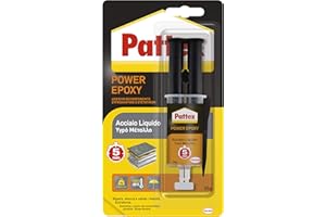 Pattex Power Epoxy Acero Líquido, pegamento epoxi bicomponente color metal a base de resina epoxi, fuerte adhesivo epoxi para metales y otros materiales, 1 x 35 g
