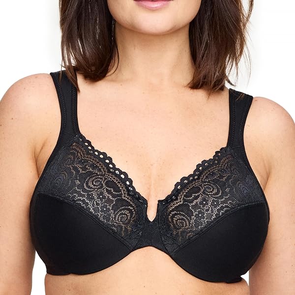 Anita Women's Comfort Lucia Non-Wired Bra - Black, Floral Embroidery, Soft Wide Straps, Size 34E