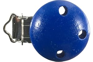 HANDARBEIT-LIEBLINGSLADEN Schnullerclip Farbe Menge Auswahl Holz schadstofffrei Nuckelclip Baby Clip, Farbe:blau, Anzahl:1 Schnullerclip