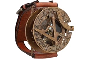 SARA INTERNATIONAL Gusti Steampunk Dennis zegarek słoneczny na rękę z paskiem z brązowej skóry, męski gadżet, w stylu vintage