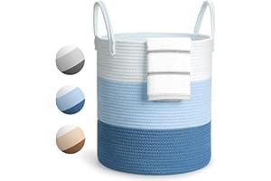 Damcyer Cestos Para la Ropas Sucia Grande, Cesto Ropa Plegable, Cesta de Cuerda Con Asa, Cesta de Almacenamiento de Ropa Para Baño, Sala de Estar, Dormitorio,Azul Azul