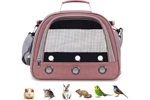 SOLAPOLLO Borsa a tracolla traspirante per pappagalli, criceti, coniglio, riccio, uccello, borsa portatile (rosa)