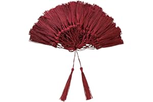 VAPKER 100 Pieces Dark Red Color 13cm/5-Inch Silky Handmade Soft Tassels Floss Bookmark Tassels with 2-Inch Cord Loop for Jewelry Making, DIY Projects, Bookmarks