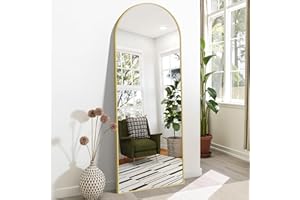 WEARE HOME Home Espejo de cuerpo entero, 165 x 60 cm, pie curvado, marco dorado, montado en la pared, inclinado, para dormitorio y salón