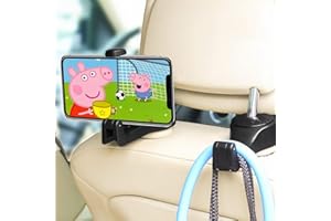 ASANMU Crochet pour Appuie-tête de Voiture Universels, Pack de 2 Supports pour Véhicule, Avec Support de Téléphone pour Téléphone/Sac à Main, Accessoires de Auto