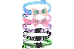 Bigqin Confezione da 5 Collari per Gatti con Campanelli, Collari per Gatti Riflettenti Regolabili, Collare per Gatti Anti Soffocamento, Forniture per Animali Domestici, 5 Colori