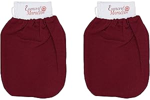 ESSENCE OF MOROCCO Moroccan Exfoliating Kessa Glove Hammam Scrub Mitt Made in Morocco Premium Quality Helps Cleanse Skin, Remove Fake Tan and Ingrown Hair (Pack of 2)
