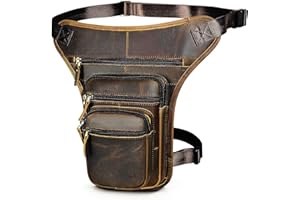 Handadsume Tela Resistente All'acqua + Vera Pelle Moto Equitazione Travel Coscia Borsa per Gambe Marsupio in Vita Per Gli Uomini Donne 913-5