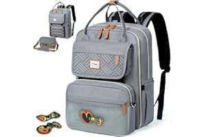 Tonyeee Personalised Separable Baby Changing Bag Backpack with Changing Mat & Stroller Straps,Large Nappy Changing Bags,Waterproof Travel Back Pack for Mom and Dad,Grey