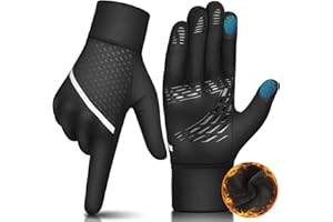 OOPOR Rękawiczki rowerowe, męskie, do obsługi ekranów dotykowych, zimowe, ciepłe rękawiczki zimowe, termiczne, do biegania, na czas wolny, z antypoślizgowymi, dla kobiet, na rower, do biegania, motocykla, MTB, aktywności na świeżym powietrzu, kolor czarny