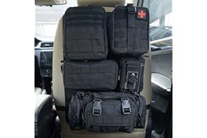 JIMIKAY Organiseur tactique universel pour siège arrière de véhicule avec 5 pochettes Molle amovibles pour tous les véhicules tels que Jeep, camion, SUV, voiture, Ford, Chevy, etc