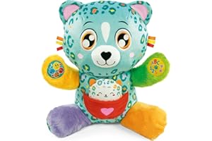 Clementoni Baby Cleo e Leo, Peluche Interattivo Parlante con Piccolo Cucciolo, per Bambini di 6+ Mesi, Centro attività Che Stimola Lo Sviluppo Emotivo, Sensoriale e Cognitivo, Lingua Italiana, 17966