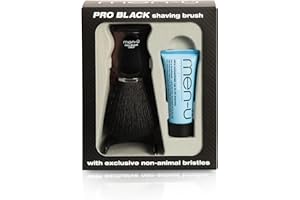 men-ü PRO BLACK SHAVING BRUSH set – Mens shaving brush, exclusive manufactured bristles. New Generation Modern Italian Shaving Brush, Vegan, No bristle loss & includes 15ml SHAVE CREAM tube.