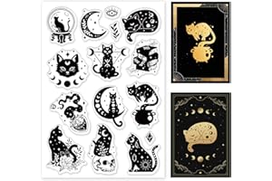 ‎GLOBLELAND GLOBLELAND Magic Cat Clear Stamps Für DIY Scrapbooking Divination Cat Silikon Clear Stamp Seals Transparente Stempel Für Kartenherstellung, Fotoalbum, Journal, Heimdekoration