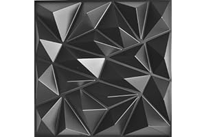 Eurodeco Paneles 3D 3D de PVC, Paneles de Pared de PVC para Sala de Juegos, Techo de Pared, Aspecto 3D, circonio Negro, Placas 3D de PVC