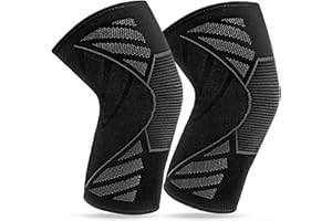 360 RELIEF Kniebandage Männer und Damen - 2 Stück Kniestütze für Sport, Gym, Joggen, Kraftsport - Meniskus Kompressionsbandage L Schwarz/Grau mit Wäschenetz
