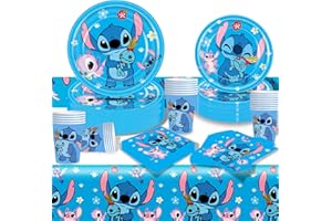 FORFAMY Décoration Anniversaire 81 pièces Vaisselle de Fête Cadeau Anniversaire Fille Garçon Assiettes Serviettes Gobelet Nappes Accessoires Ensemble Enfants