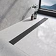 EMKE Linear Shower Drain 800mm, 304 Stainless Steel Long Invisible Shower Floor Drain with Odor Stop and Hair Strainer, 2 in 1 Tile Insert Double-Sided Shower Drain for Kitchen, Bathroom - Matte Black