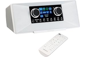 MEDION P85333 Radio por Internet con Dab+ (WiFi, FM, Spotify Connect, Amazon Music, USB, Toma de Auriculares, AUX, Stereo Line-out Cinch, Temporizador de sueño) Blanco