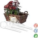 Relaxdays Bewässerungskugeln, 4er Set, Dosierte Bewässerung, 2 Wochen, Versenkbar, Topfpflanzen, Kunststoff, Transparent, PVC