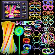 MULEVIP 341 Pièces Kit Bracelets Luminos Fluo - Bâtons Lumineux + Accessoires Pour Fêtes, Anniversaires, Rave