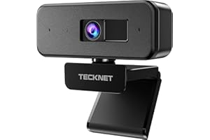 TECKNET Webcam for PC, Full HD 1080P Webcam with Microphone and Privacy Cover, Plug-and-Play, 110° View Web Cam and auto light correction camera for Conference/Meeting/Zoom/Skype/Facetime/Windows/Mac