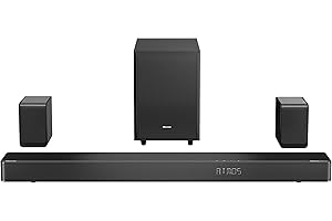 Hisense AX5125H - Barra de Sonido 5.1.2, 500W, Subwoofer y Altavoces Traseros inalámbricos, Altavoces Tiro Techo, Dolby Atmos, Hi Concerto, 7 Modos EQ, 4K Pass Through, Bluetooth 5.3