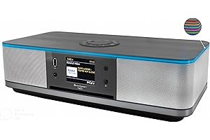 Soundmaster Highline ICD2023SW Hi-Fi System Radio Internet WLAN 2.4/5 GHz Mood Lighting LED Dab+ Bluetooth CD Player USB MP3 APP Screen Colour Alarm Clock