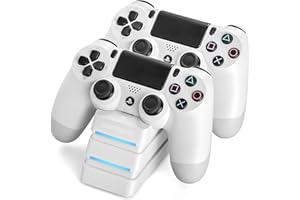 snakebyte PS4 TWIN:CHARGE 4 - biały - ładowarka dla PlayStation 4 / PS4 Slim / PS4 Pro Dualshock 4 Controller, stacja dokująca dla 2 gamepadów wraz z kablem MICRO USB, wskaźnik stanu naładowania LED