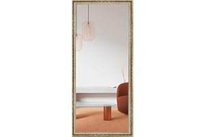 ‎NIELSEN HOME nielsen HOME Wandspiegel, 70 x 170 cm, Holz, Gold Glanz, Ganzkörperspiegel für alle Wohnbereiche, Hoch- & Querformat, anpassbare Aufhänger, Francesca