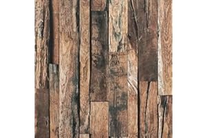 CiCiwind Carta da Parati Effetto Legno Marrone per Mobili Porta Parete Carta di Contatto Adesiva 3D Grana Legno Effetto Pellicola Decorare Tavolo da Toeletta Armadio 44 * 200cm